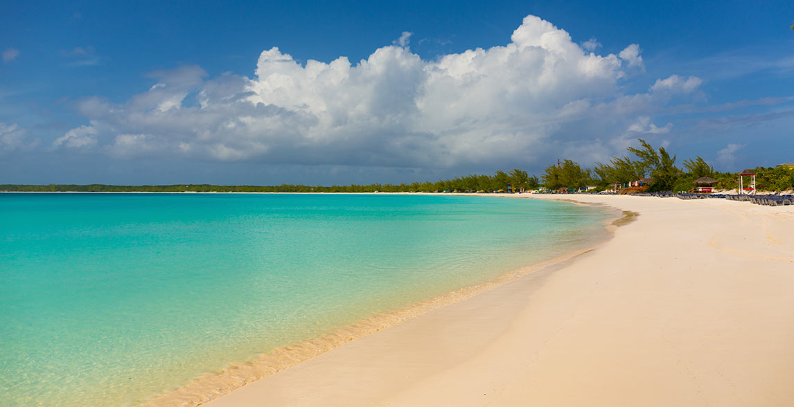 Peaceful beach in Half Moon Cay, Bahamas.