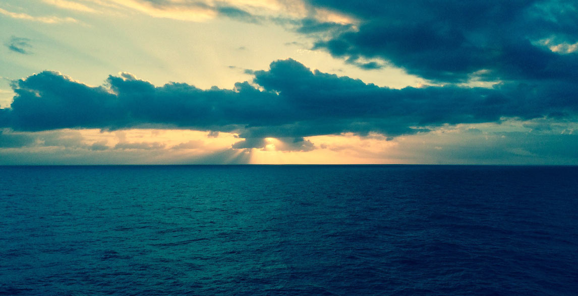 Calm ocean and pretty clouds.