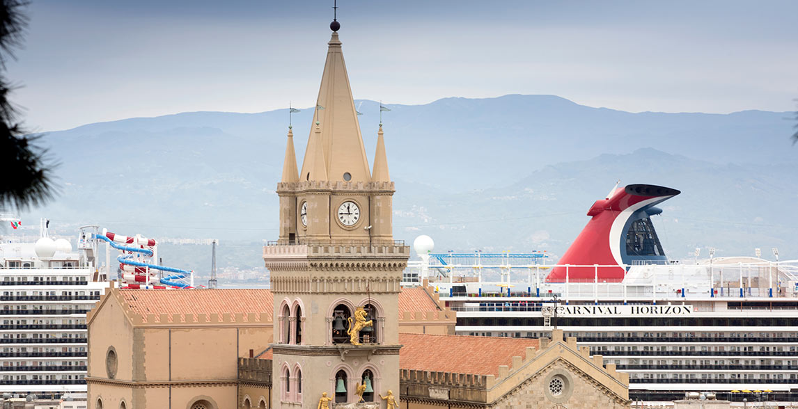 Carnival cruise ship docked in Messina, Sicily.
