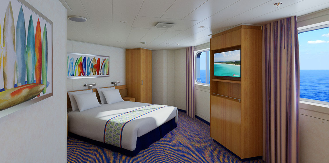 Comfortable stateroom with an ocean view.