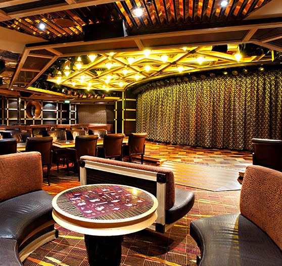 Ebony lounge interior on Carnival Glory.