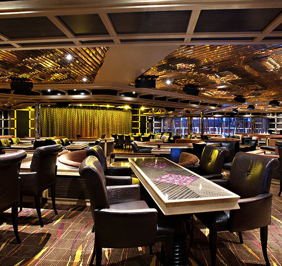 Ebony lounge interior on Carnival Glory.