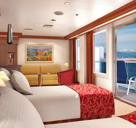 Ocean suite interior stateroom on Carnival Glory.