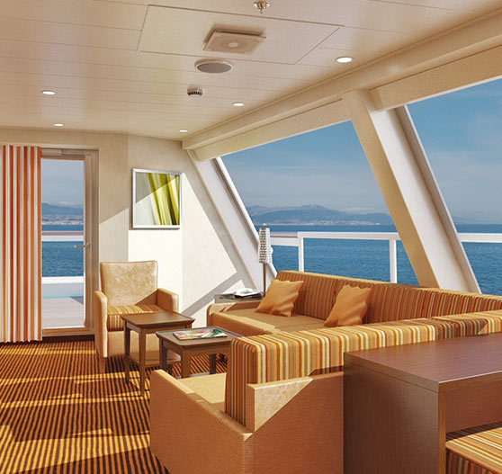 Captain suite Interior stateroom on Carnival Glory.