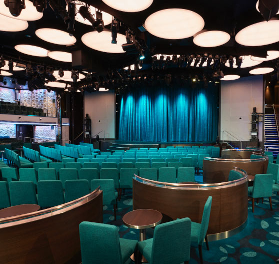 Liquid lounge interior on Carnival horizon.