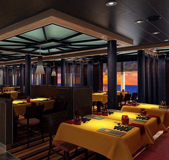 JIJI asian restaurant interior on Carnival horizon.