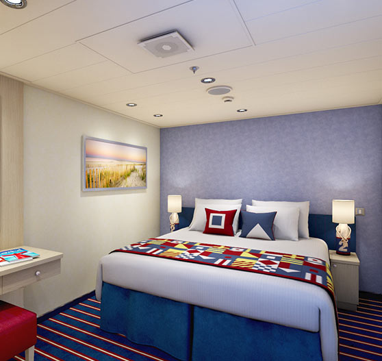 Family harbor suite interior stateroom on Carnival horizon.