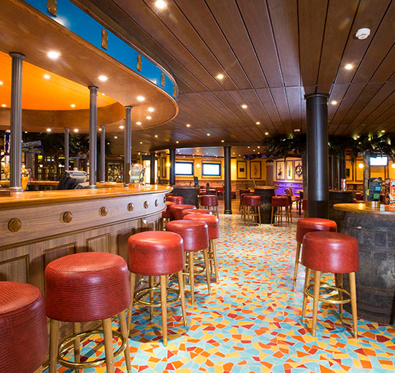 Red frog pub and brewery interior on Carnival Legend.