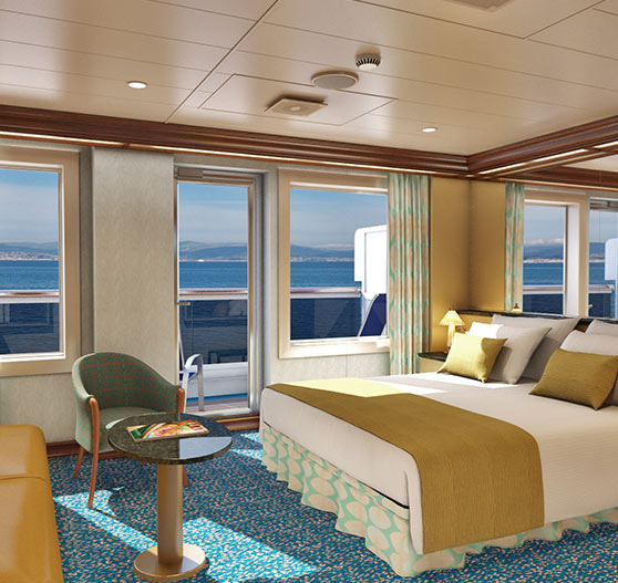 Ocean suite stateroom interior on Carnival Magic.