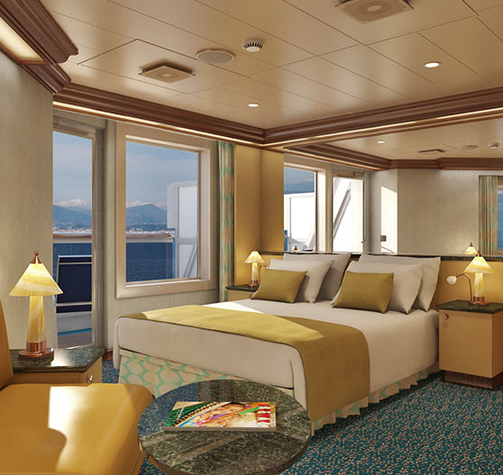 Junior suite stateroom interior on Carnival Magic.