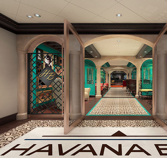 Havana plaza entry render on Carnival Panorama.