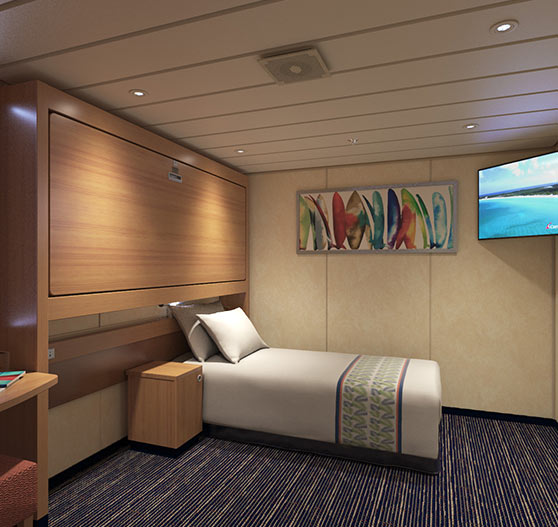 Interior stateroom on Carnival paradise.