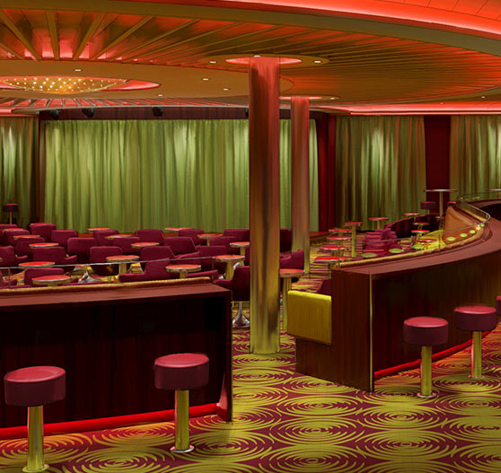 Comedy club interior on Carnival Radiance.