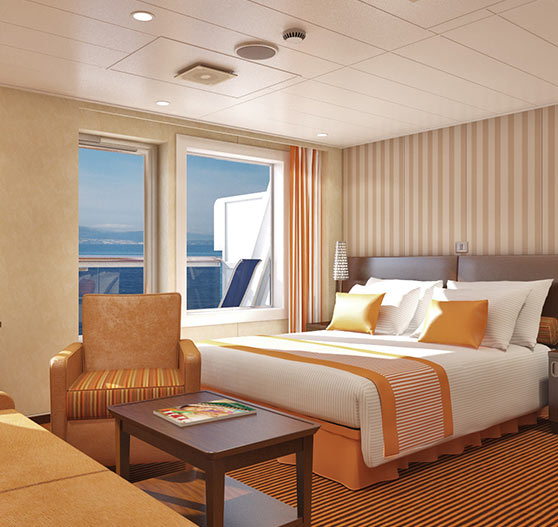 Junior suite stateroom on Carnival Splendor.