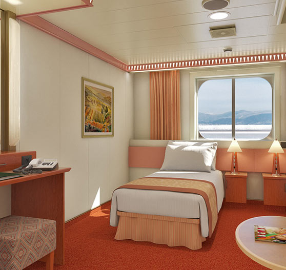 Interior window view stateroom on Carnival Splendor.