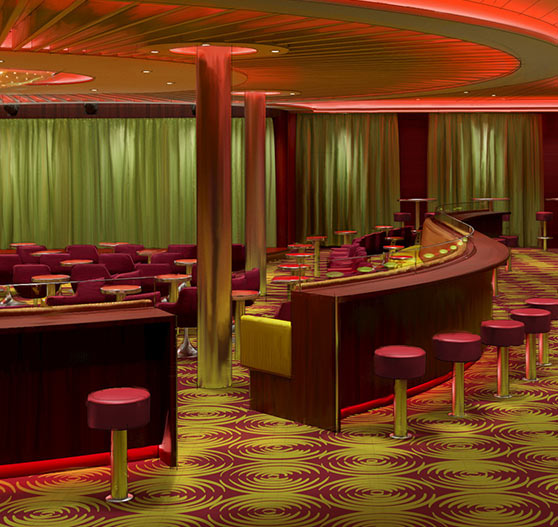 Comedy club interior on Carnival Sunrise.