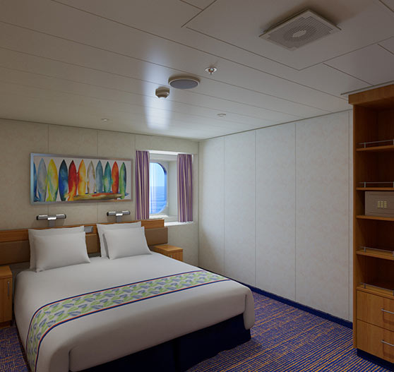 Ocean view stateroom interior on Carnival Sunrise.