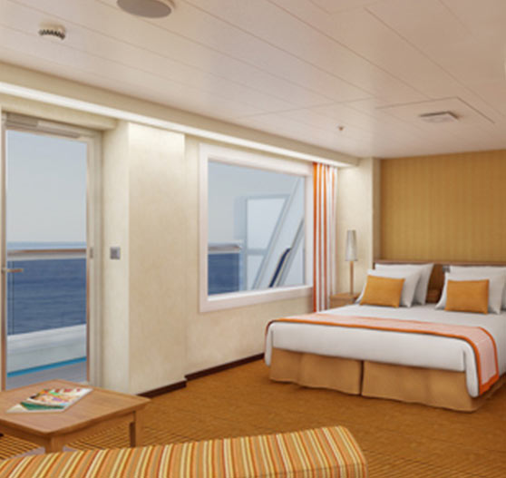 Grand suite stateroom interior on Carnival Sunshine.