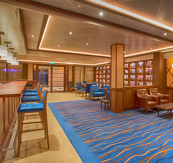 Interior of library on carnival vista.