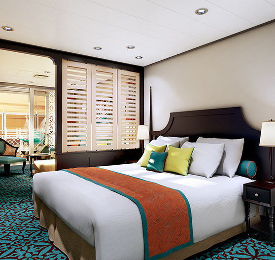 Havana cabana suite stateroom interior on carnival vista.