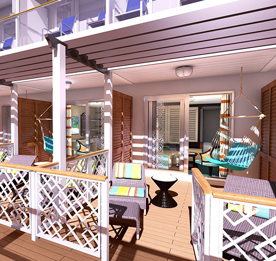 Havana cabana extended balcony on carnival vista.