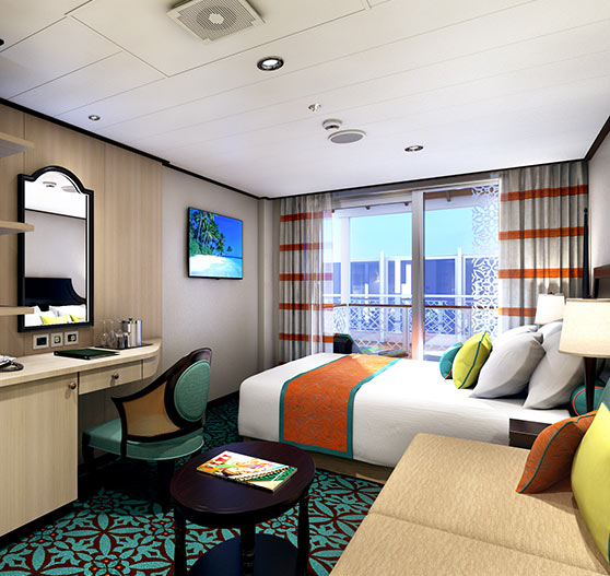 Havana cabana stateroom interior on carnival vista.