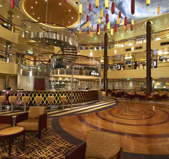 Interior of atrium on Carnival Breeze.