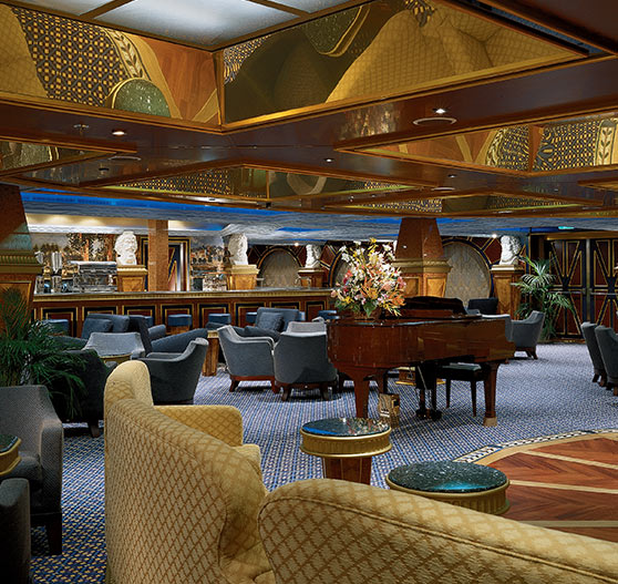 Interior of piano bar on Carnival Conquest.