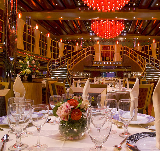 Interior of dining area on Carnival Dream.