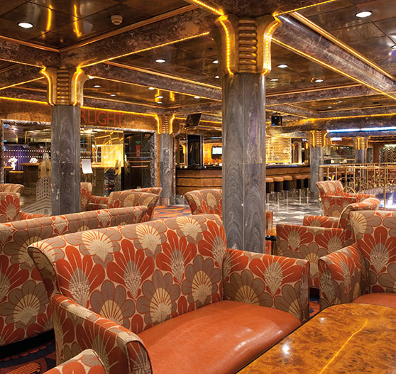 Lounge bar interior on Carnival Ecstasy.