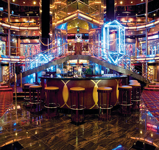 Atrium bar interior on Carnival Ecstasy.