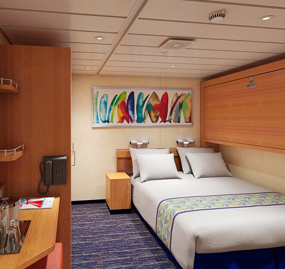 Interior of stateroom on carnival elation.