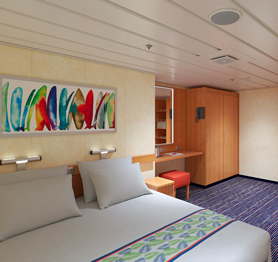 Interior of stateroom on carnival elation.