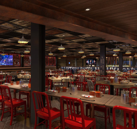 Interior of Guy’s Pig & Anchor Bar-B-Que Smokehouse on Mardi Gras.