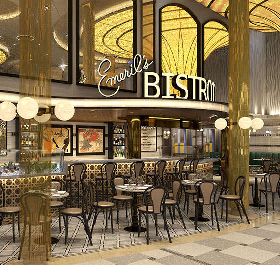 Interior of Emeril’s Bistro 1396 restaurant on Mardi Gras.